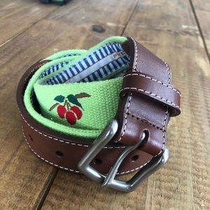 Peter Millar Leather & Canvas Belt with Cherries